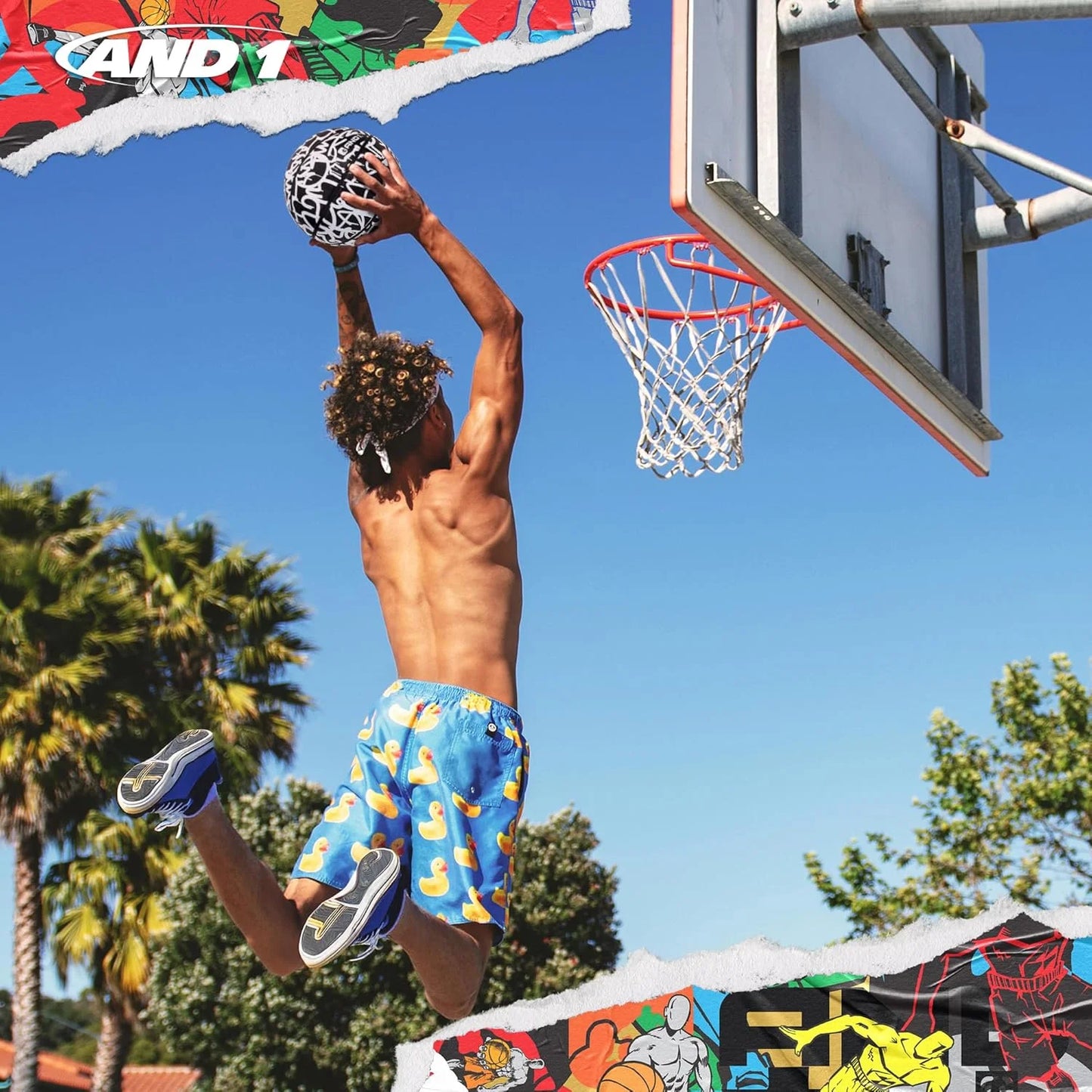 Fantom Rubber Basketball, Black & White Graffiti, 29.5"