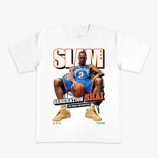 Sportswear T-Shirt Men'S Cotton Overszied Y2K T-Shirt SLAM Cover Tee Basketball Star Print Mvp Scorer SHAI Short Sleeves Top Tee