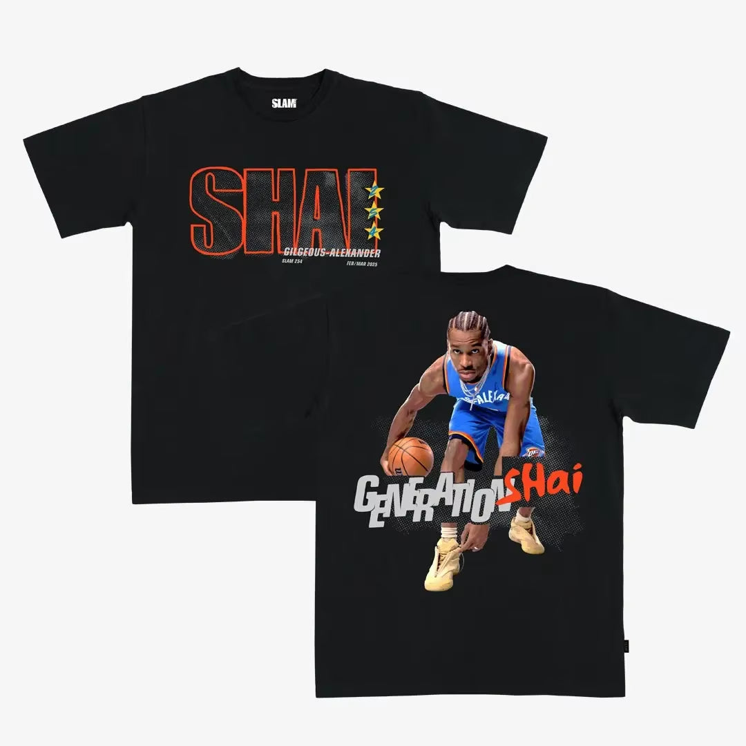 Sportswear T-Shirt Men'S Cotton Overszied Y2K T-Shirt SLAM Cover Tee Basketball Star Print Mvp Scorer SHAI Short Sleeves Top Tee