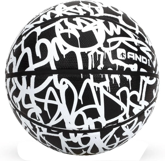 Fantom Rubber Basketball, Black & White Graffiti, 29.5"