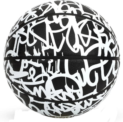 Fantom Rubber Basketball, Black & White Graffiti, 29.5"