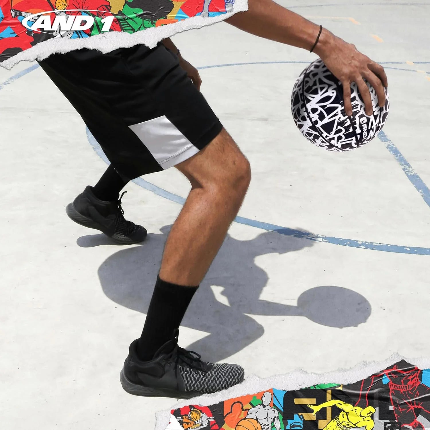 Fantom Rubber Basketball, Black & White Graffiti, 29.5"