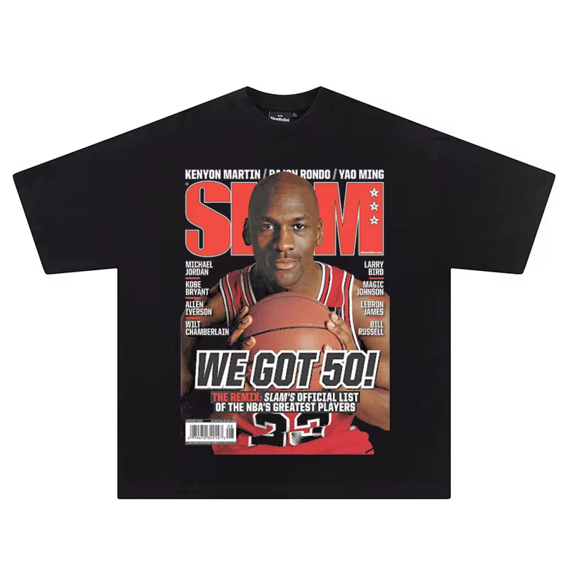 Hip Hop Streetwear Men Tshirts Basketball Star Print T Shirt 100%Cotton Breathable Tees Unisex Oversized Casual Y2K Clothes