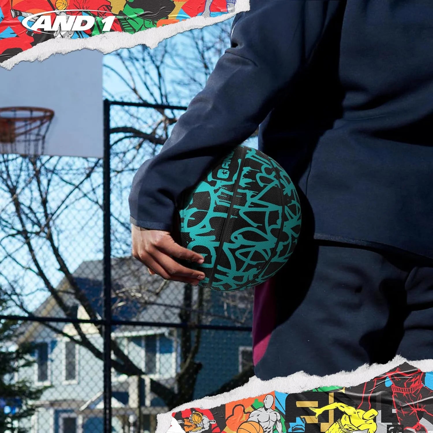 Fantom Graffiti Basketball: Official Regulation Size 7 (29.5") Rubber Basketball