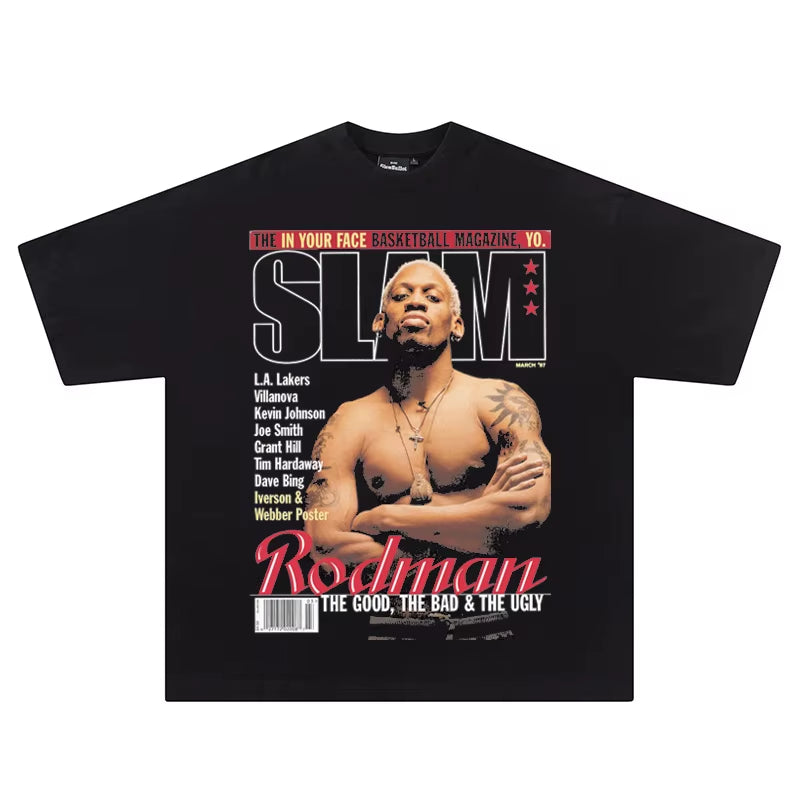 Hip Hop Streetwear Men Tshirts Basketball Star Print T Shirt 100%Cotton Breathable Tees Unisex Oversized Casual Y2K Clothes
