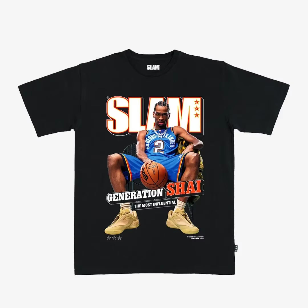 Sportswear T-Shirt Men'S Cotton Overszied Y2K T-Shirt SLAM Cover Tee Basketball Star Print Mvp Scorer SHAI Short Sleeves Top Tee